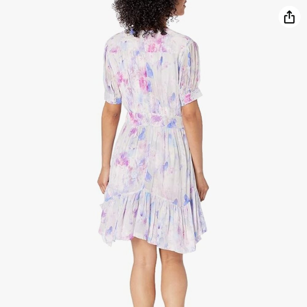 NWT The Kooples Short Sleeve Floral Printed Frill Handkerchief Dress - Picture 4 of 5